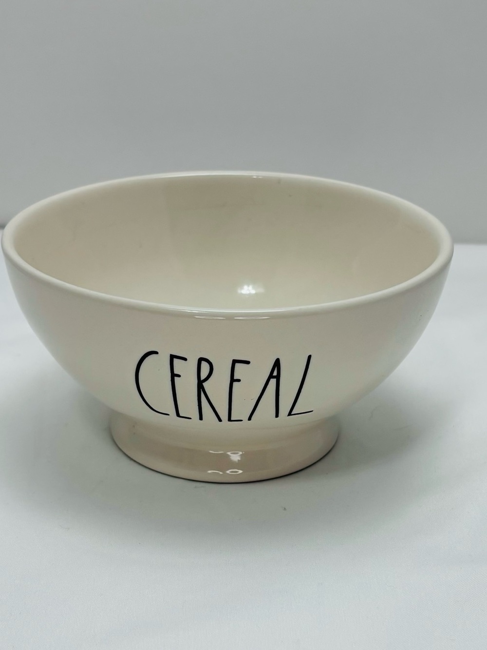 Cereal Bowl with Black Lettering - Cream Ceramic
